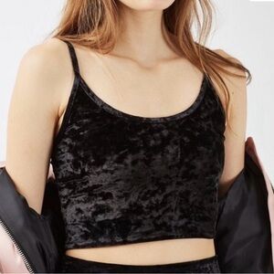 Topshop Crushed Velvet Cropped Scoop Neck Cami Knit Top Size 4